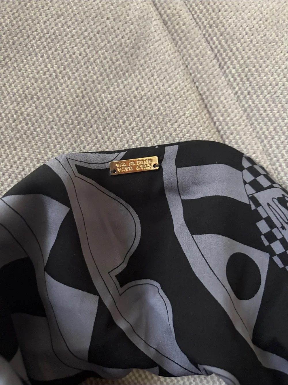 cult gaia Black & Gray Patterned Hair Scarf